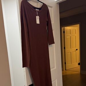 Nordstrom Rich Brown Long Sleeve Dress